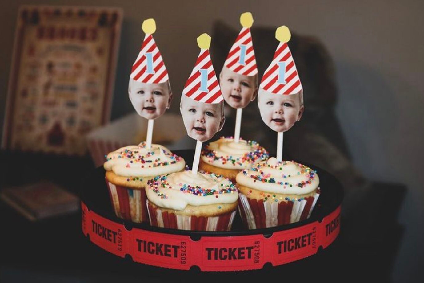 Happy Birthday Face Cupcake Toppers, Face Cupcake Toppers, Birthday Picture Cupcake Toppers, Birthday Face Cupcake Picks, Face Cupcake