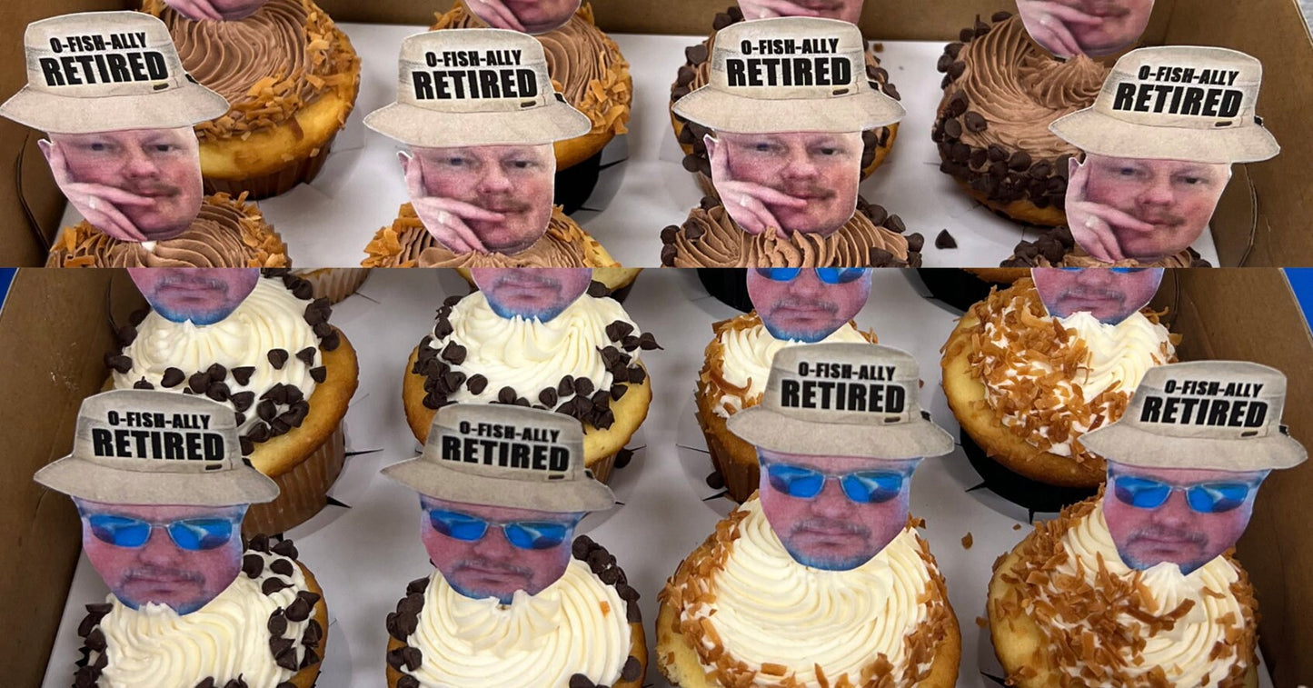 Personalized Face Cupcake Toppers, Retirement Photo Cupcake Toppers, Retirement Face Cupcake Toppers, Retirement Party, Digital File