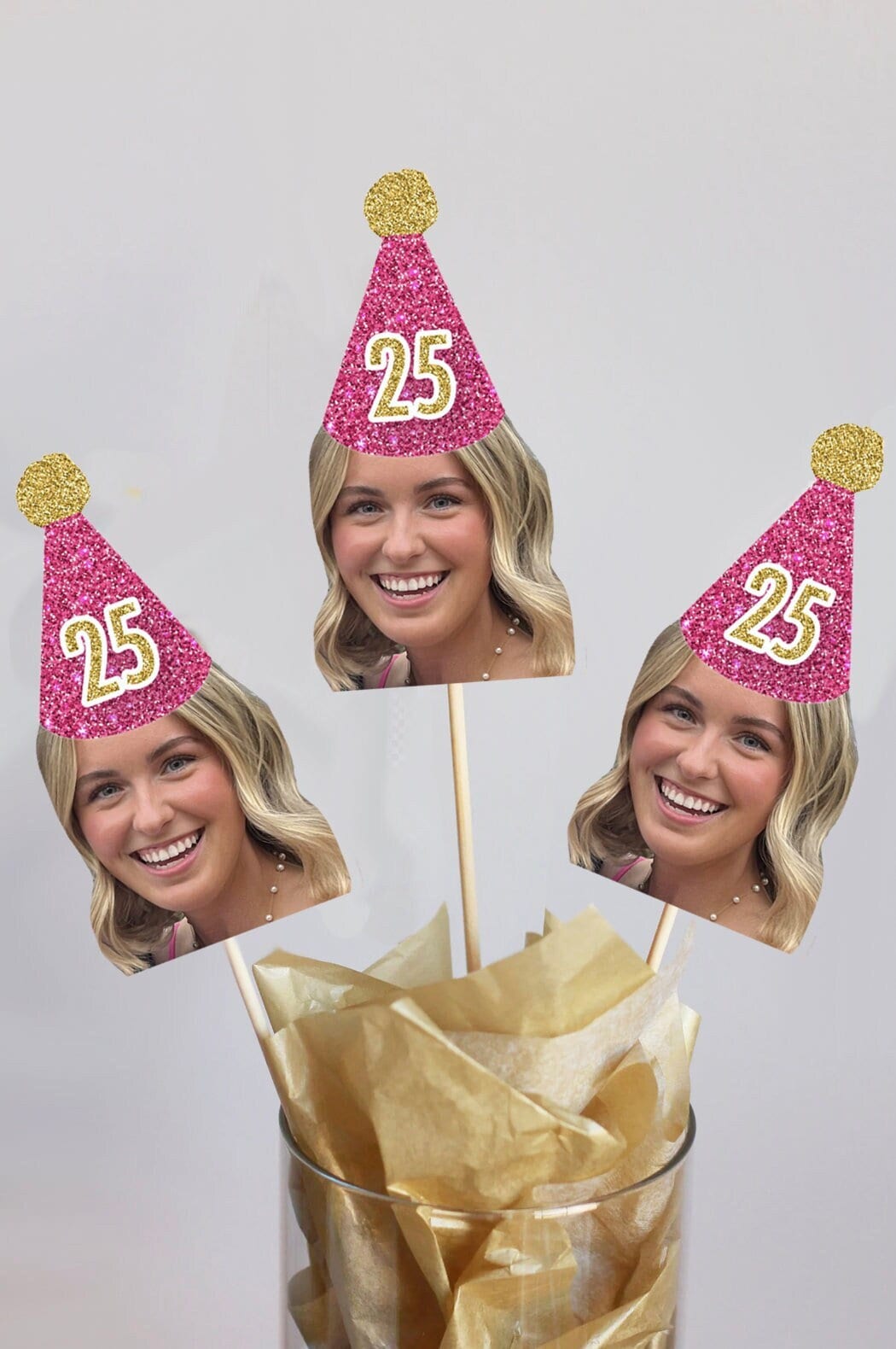 Personalized Face Birthday Centerpiece Sticks, Birthday Photo Centerpieces, Birthday Decorations, Digital File